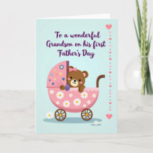 Sweet Fathers Day Pram Bear Card