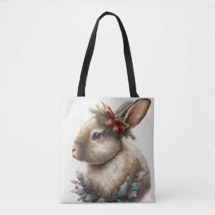 Sweet Festive Bunny Rabbit Tote Bag