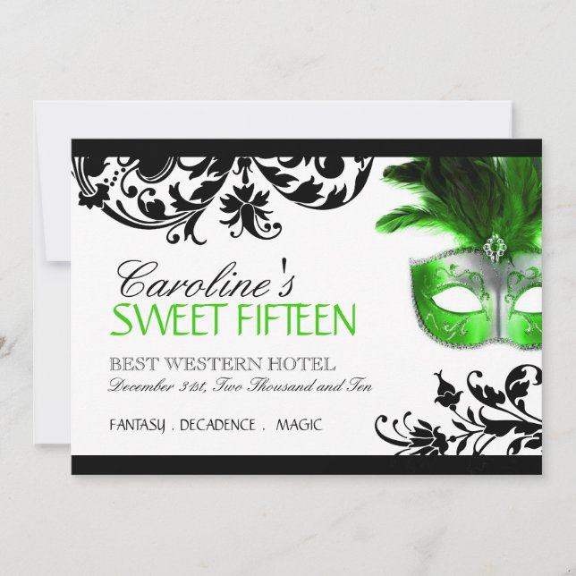 Sweet Fifteen Masquerade Invitation (Front)