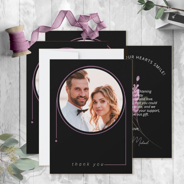 Sweet Floral Arch Wedding Lilac ID998 Thank You Card (Creator Uploaded)