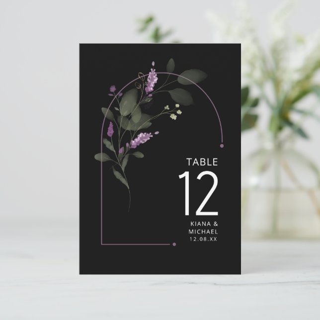Sweet Floral Arch Wedding Table No. Lilac ID998 Invitation (Standing Front)