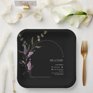Sweet Floral Arch Wedding Welcome Lilac ID998 Paper Plate