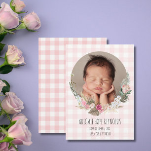 Sweet Floral Baby Girl Birth Photo Announcement
