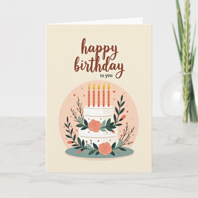 Sweet Floral Cake Card (Front)