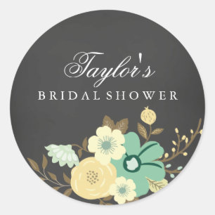 Sweet Floral Chalkboard Bridal Shower Sticker