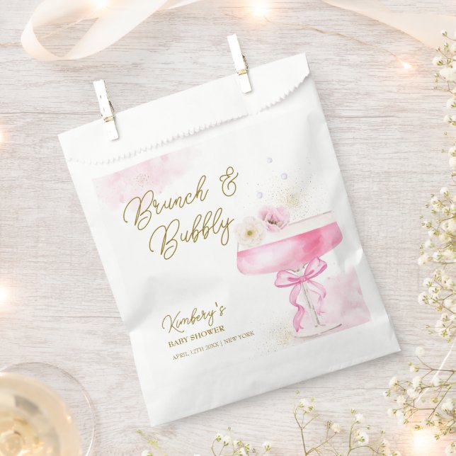 Sweet Floral Champagne Brunch Bubbly Baby Shower  Favour Bags (Clipped)