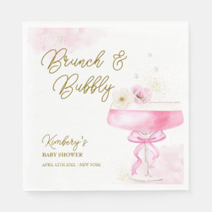 Sweet Floral Champagne Brunch Bubbly Baby Shower Napkin