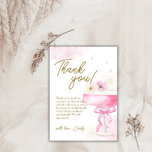 Sweet Floral Champagne Brunch Bubbly Baby Shower  Thank You Card