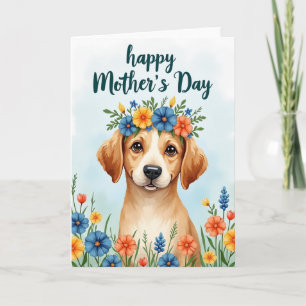 Sweet Floral Dog Mothers Day Card