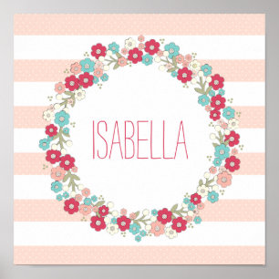 Sweet Floral Girl Name Personalised Wall Art