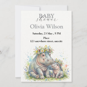 Sweet Floral Hippo Moments Invitation