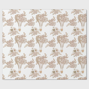 Sweet Floral Hot Air Balloon Wrapping Paper