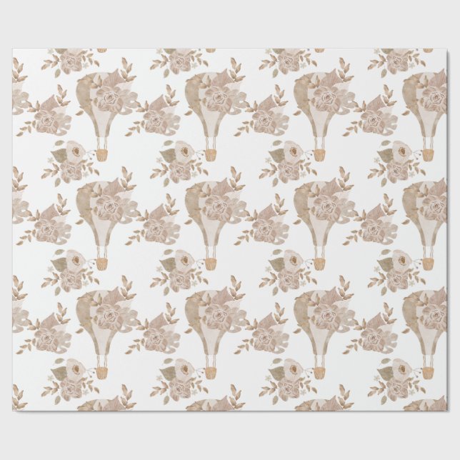 Sweet Floral Hot Air Balloon Wrapping Paper (Seam)