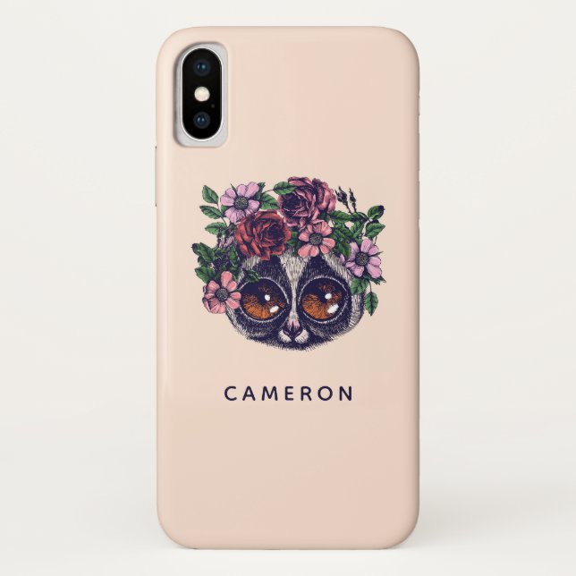 Sweet Floral Lemur | Add Your Name Case-Mate iPhone Case (Back)