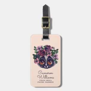 Sweet Floral Lemur Add Your Name Luggage Tag