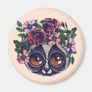 Sweet Floral Lemur Magnet