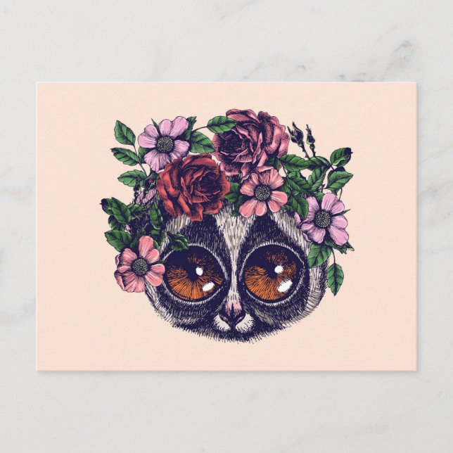 Sweet Floral Lemur Postcard (Front)