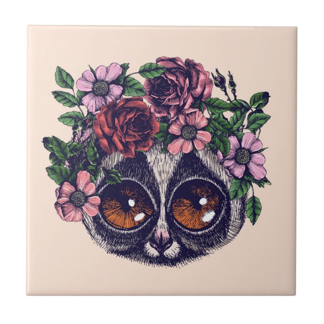 Sweet Floral Lemur Tile (Front)