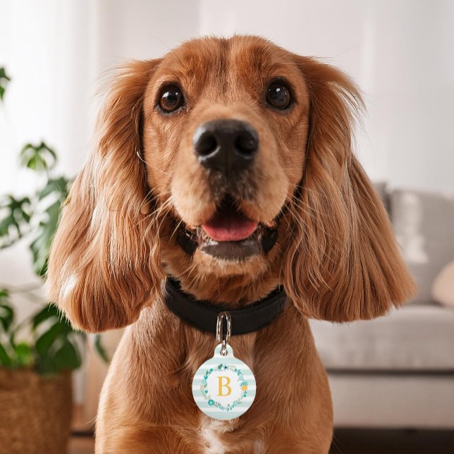 Sweet Floral Monogram Pet Tag (Creator Uploaded)