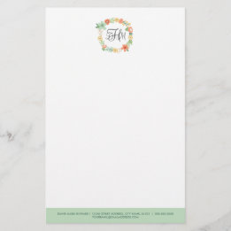 Sweet Floral Monogram Stationery