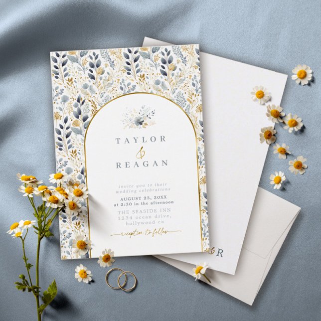 Sweet Floral Pattern Dusty Blue Gold ID1045 (Creator Uploaded)