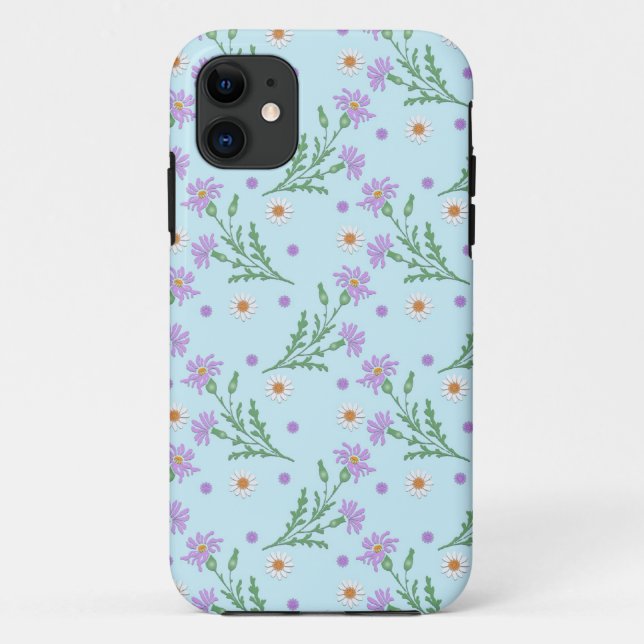 Sweet Floral Pattern Lavender and Pale Blue Case-Mate iPhone Case (Back)