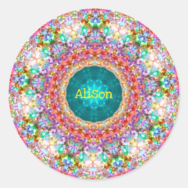 ~ Sweet Floral Pattern ~ Personalised ALISON ~ Cla Classic Round Sticker (Front)