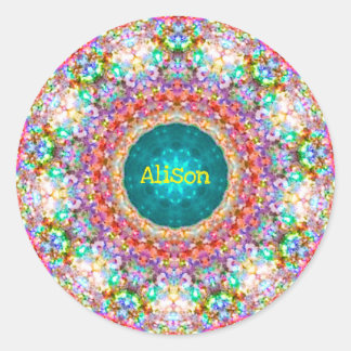~ Sweet Floral Pattern ~ Personalised ALISON ~ Cla Classic Round Sticker