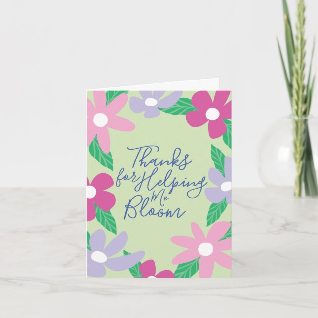 Sweet Floral Teacher Appreciation Greeting Card (Front)