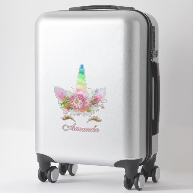 Sweet Floral Unicorn Lashes Rainbow Pink Name (Suitcase)