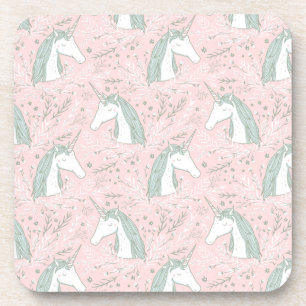 Sweet Floral Unicorn Pattern Coaster