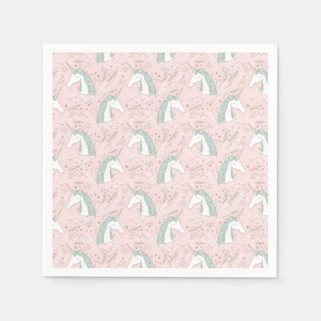 Sweet Floral Unicorn Pattern Napkin (Front)