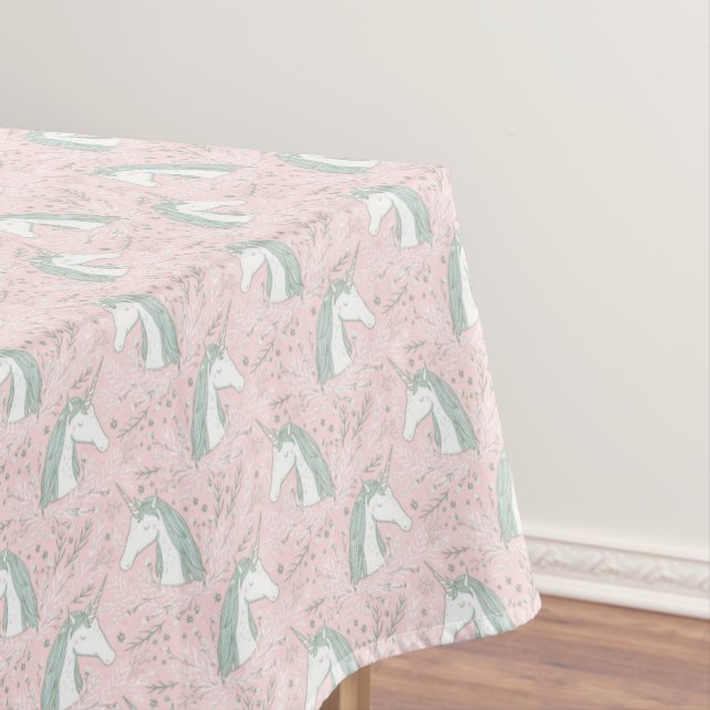 Sweet Floral Unicorn Pattern Tablecloth (In Situ)