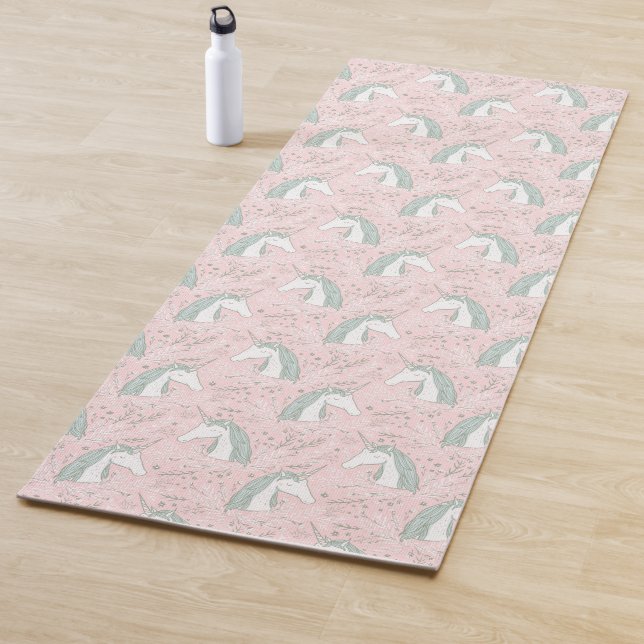 Sweet Floral Unicorn Pattern Yoga Mat (In Situ)