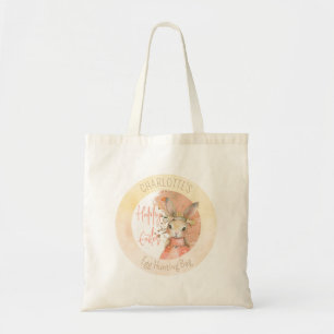 Sweet Floral Watercolor Bunny Happy Easter Name Tote Bag