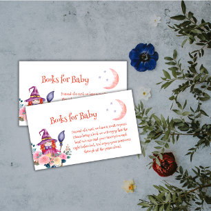 Sweet Floral Witch Books For Baby Shower Enclosure Card