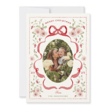 Sweet Floral Wreath Painted Christmas Photo Card