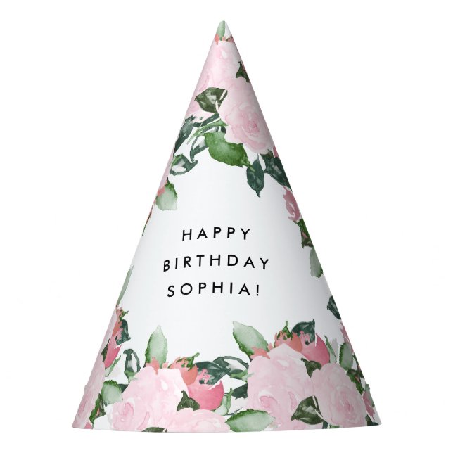 Sweet Florals Birthday Party Hat (Front)