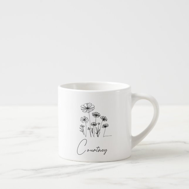 Sweet florals, custom name  espresso cup (Right)