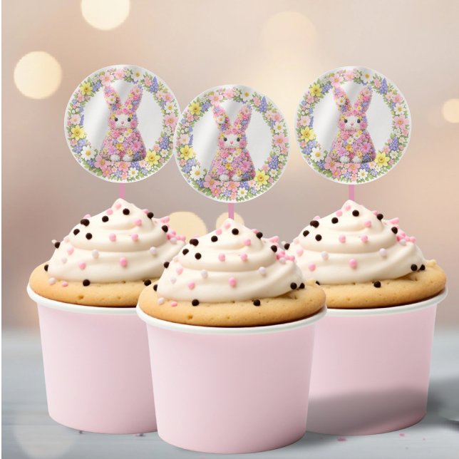 Sweet Flower Bunny Rabbit Easter Classic Round Sticker (Sweet Flower Bunny Rabbit Easter Classic Round Stickers by Ricaso. Spring floral wreath and bunny)