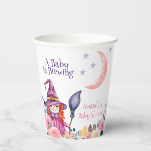 Sweet Flower Witch Cauldron Baby Brewing Shower  Paper Cups