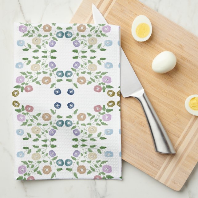 Sweet Flowered Kitchen Towel (Quarter Fold)