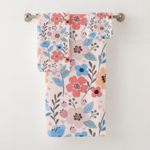 Sweet Flowers & Little Hearts Bath Towel Set