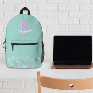 Sweet flowers monogrammed printed backpack