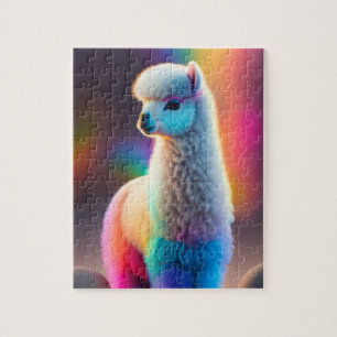 Sweet Fluffy Colourful Little Cute Alpaca Jigsaw Puzzle