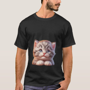 Sweet Fluffy Grey Kitten Blue Eyes Art  ✨🐾💙 T-Shirt