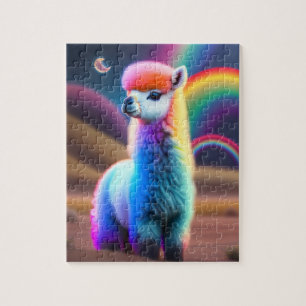 Sweet Fluffy Little Cute Colourful Baby Alpaca Jigsaw Puzzle