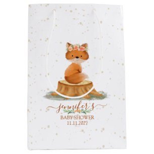 Sweet Forest Fox Baby Shower Wildflowers Medium Gift Bag