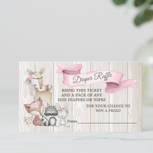 Sweet Forest Woodland Girls Diaper Raffle Business Card
