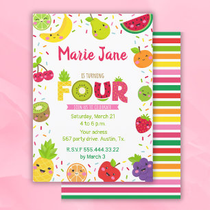 sweet four year fruit invitation
